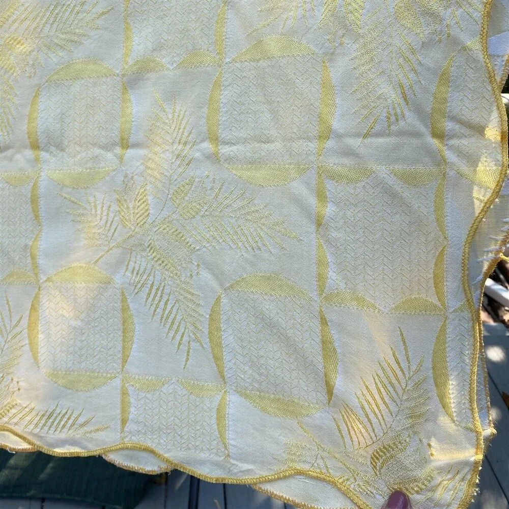 Vintage Bates Coverlet Bedspread Tapestry Yellow Gold Floral Large